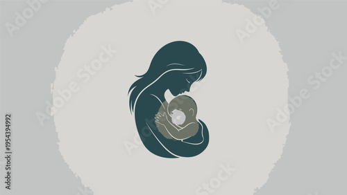 Pregnant Woman Belly with Fetus Illustration.