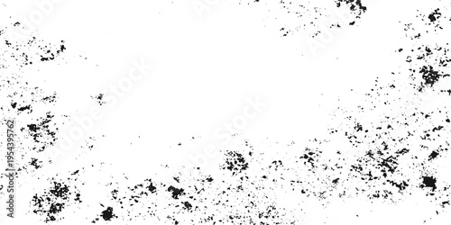 Black Speckle and Scratch Texture Overlay on White Background. Grunge Dust Noise with Distressed Grain, Rough Surface and Vintage Texture Effect.