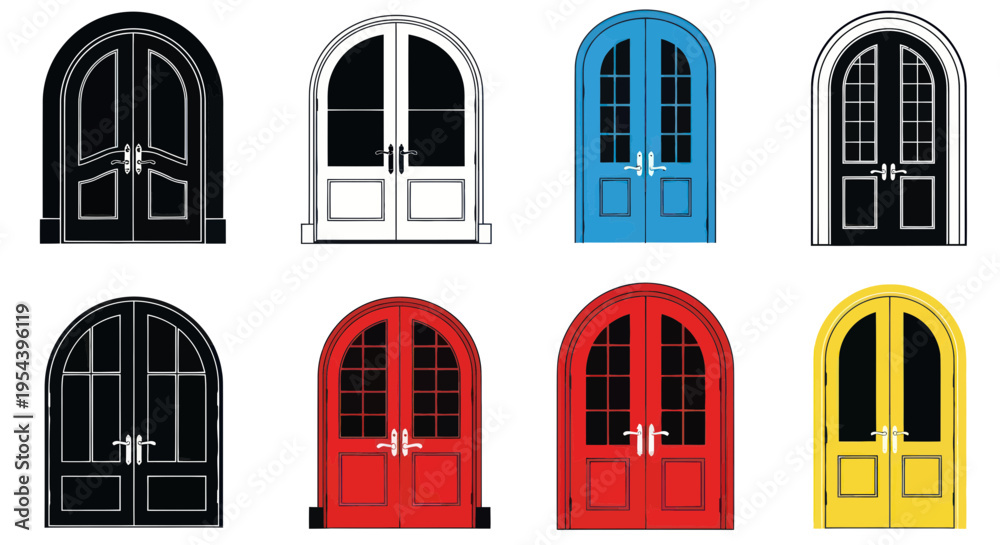 Obraz premium Colorful Arched Doors Collection - Vector Graphics