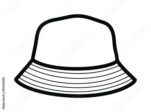 Vector of a classic bucket hat with a striped brim