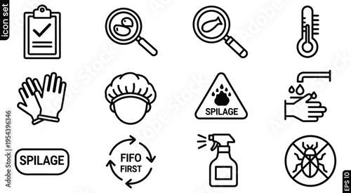 Hazardous material handling and safety precautions icons