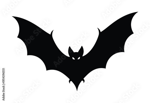 Vector of a bat in flight with outstretched wings against a white background