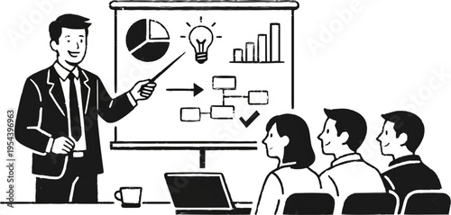 Businessman and staff members vector design 