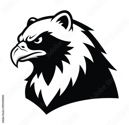 Vector of an aggressive eagle head profile with sharp beak and fierce eyes