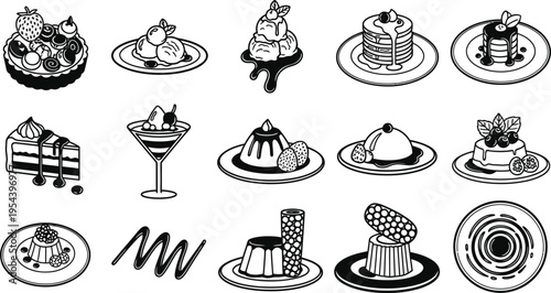 Illustrations of various desserts and sweets
