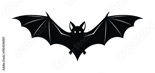 Vector of a flying bat with spread wings and ears