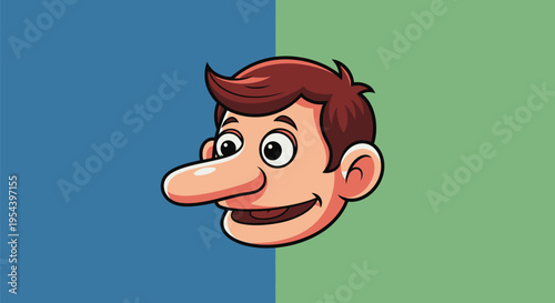 Cartoon man with big nose smiling.
