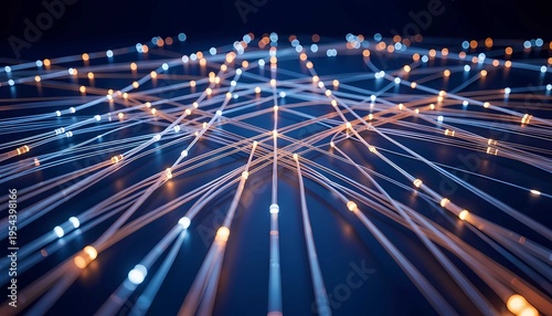 Abstract internet data communication broadband connection network technology infrastructure digital transmission light pulses flowing