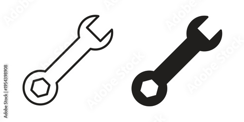 Wrench icon. Vector linear icons. Editable stroke vector illustration