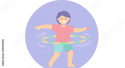 Young Girl Hula Hooping with Joy.