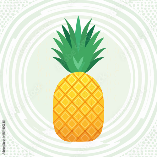  vector illustration of pineapple with simplified texture pattern, tropical fruit concept