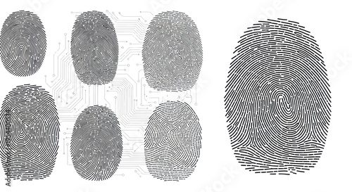 Digital Fingerprints on Circuit Board Background