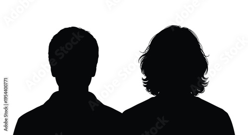 Rear view vector illustration of two diverse unknown people standing together
