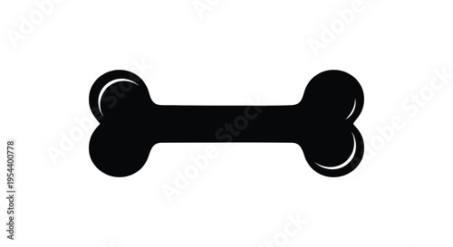 Simple bold black vector illustration graphic of a dog chew bone shape 