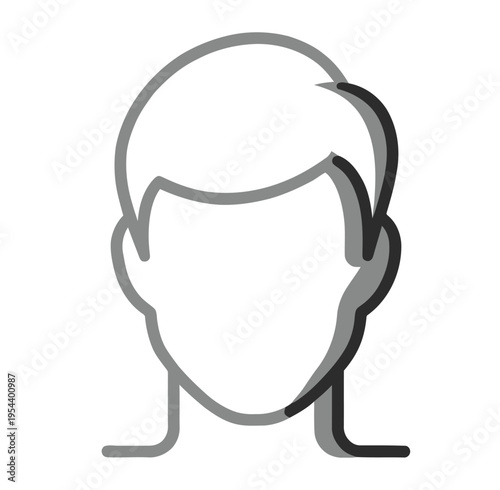 Minimalist vector of a faceless male silhouette with clean lines and monochromatic shades