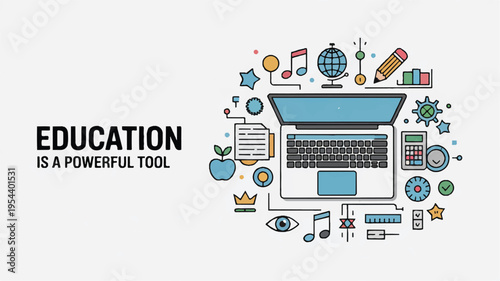 Education Is A Powerful Tool A Minimalist Digital Illustration