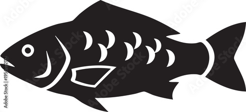 Black fish icon vector