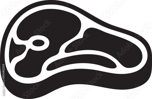 Black and white beef steak icon vector