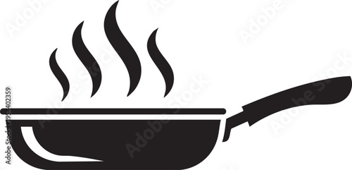 Vector hot frying pan icon with steam