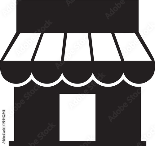 Vector storefront icon, black and white