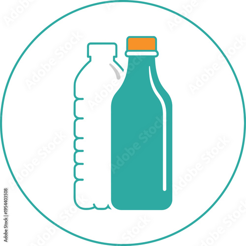 Glass bottle vector icon replacing plastic bottle zero plastic sustainable eco friendly minimal flat geometric design white background illustration