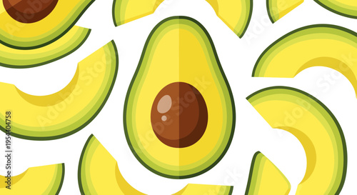 Fresh Avocado Slices Pattern - Healthy Food Graphic Design
