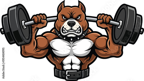 Muscular cartoon boxer training in a gym with heavy dumbbells and barbells to build strength and athletic power for a fitness workout