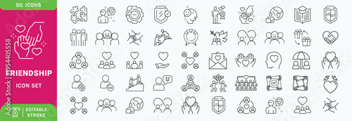 Friendship icon set. Editable line icons. Vector illustration