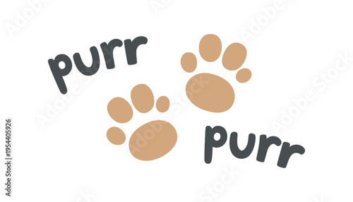 A cute cat paw print icon with the word purr