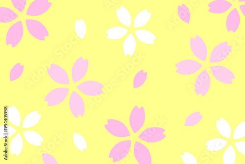 桜の花びらの背景パターン　黄色