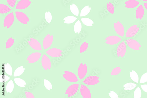 桜の花びらの背景パターン　緑