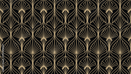 Elegant Art Deco Golden Pattern Seamless Design Background.