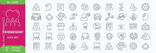 Friendship icon set. Editable line icons. Vector illustration
