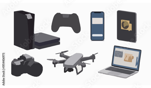 Digital lifestyle gadgets 3D vector illustration set