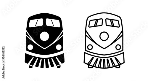 Diesel train engine icon - bold black and white vector graphics