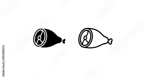 Cooked ham leg icon - black and white simple vector graphic