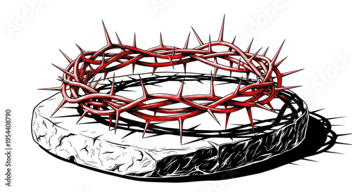 Crown of Thorns on Stone - Symbol of Sacrifice and Suffering