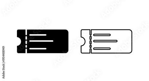 Ticket icon vector silhouette black and white - entry pass with ticket stub