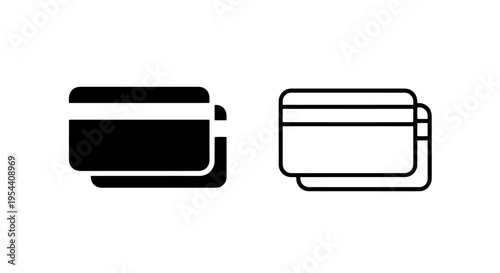 Credit card icon vector silhouette black and white - payment method