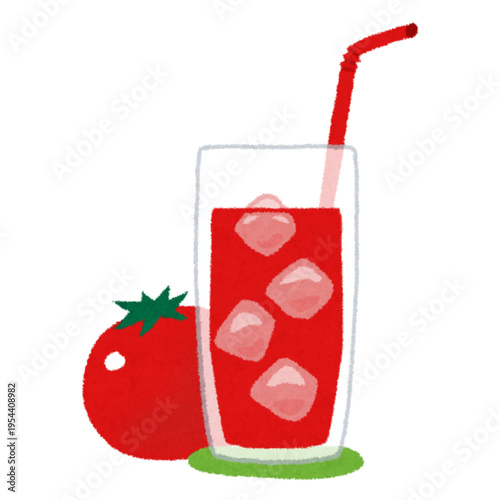 Illustration of tasty tomato juice in a glass, featuring fresh color and refreshing appeal
