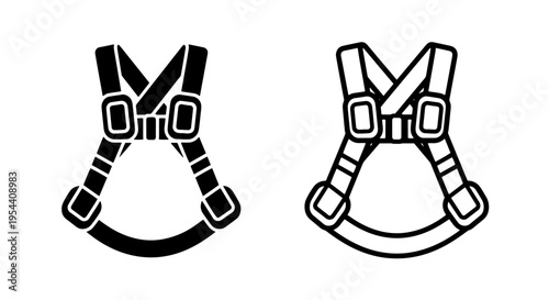 Safety harness icons: silhouette and outline symbols for climbing and safety gear