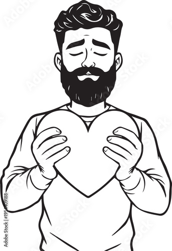 Man with hands pressed together in a gesture of contemplation or prayer