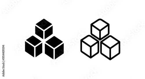 Three cubes icon: stacked blocks and geometric shapes