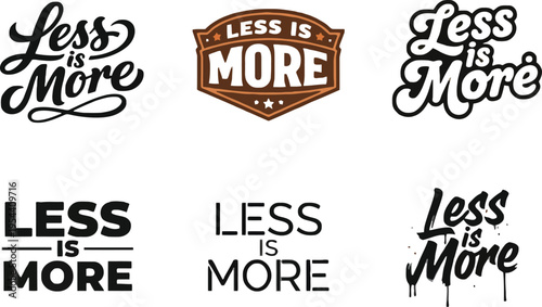 Less is more typographic vector illustrations with various design styles