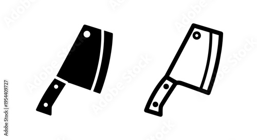 Meat cleaver icon black and white vector graphics