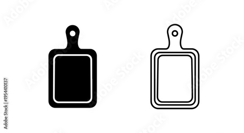 Cutting chopping board kitchen food prep icon solid outline vector graphic