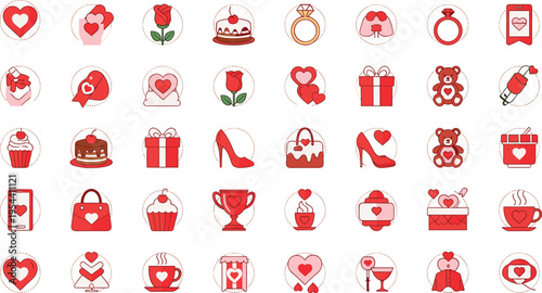 Red and pink heart for Valentine's Day and love themes romance gift