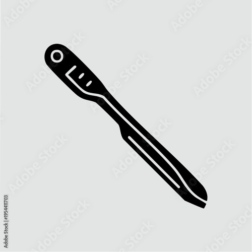 black flat scalpel icon for medical or surgical use