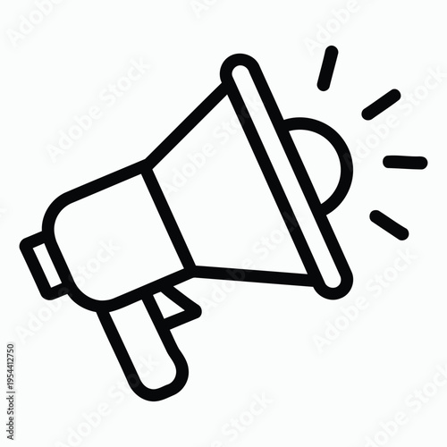 A simple line drawing of a megaphone with sound waves