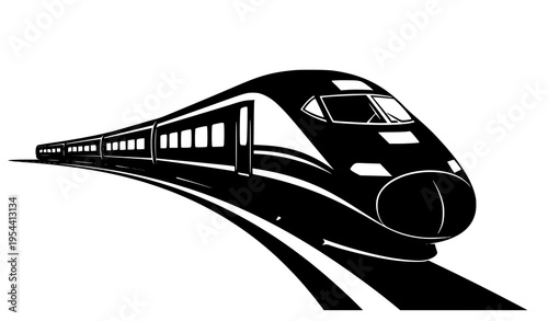 High speed train icon vector silhouette modern railway curved track design
